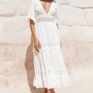 Fortunate One - COWBOY MIDI DRESS WHITE